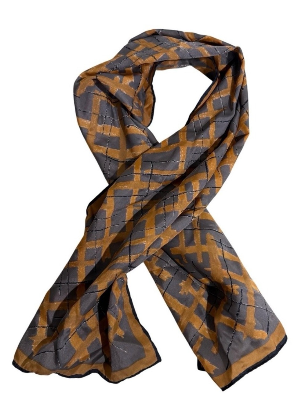 Vintage Scarf Made in Japan Scarves by Vera‎ Geometric Yellow Gray Art Rectangle